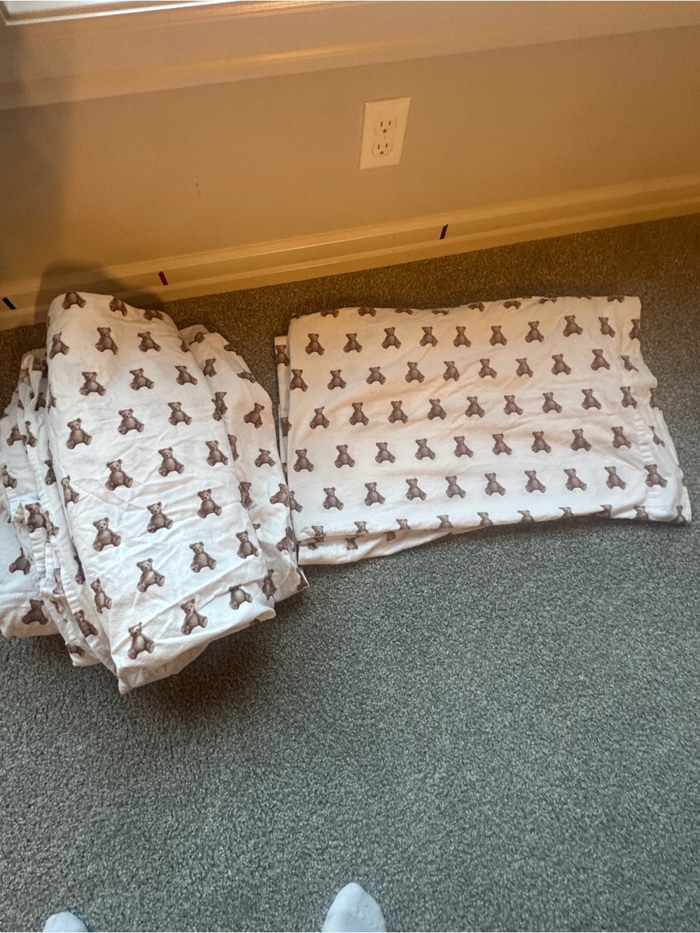 Pottery Barn Kids Full Size Flannel Teddy Bear Sheets